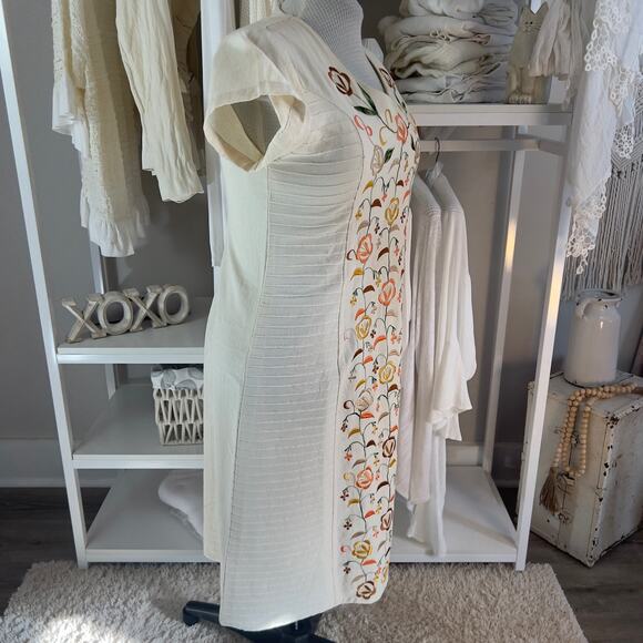 Glyphs women's sz. Large cotton embroidered muslin dress spring, fall #2250 - Picture 2 of 8